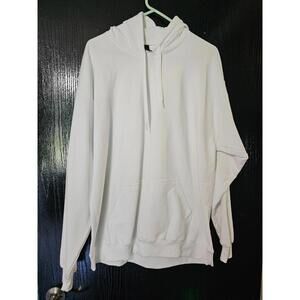 Gildan Softstyle White Hoodie L Midweight Pullover New